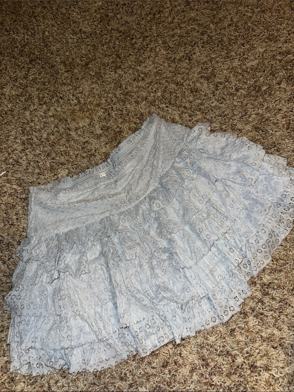 American Eagle Outfitters Light Blue Lace Tiered Midi Skirt